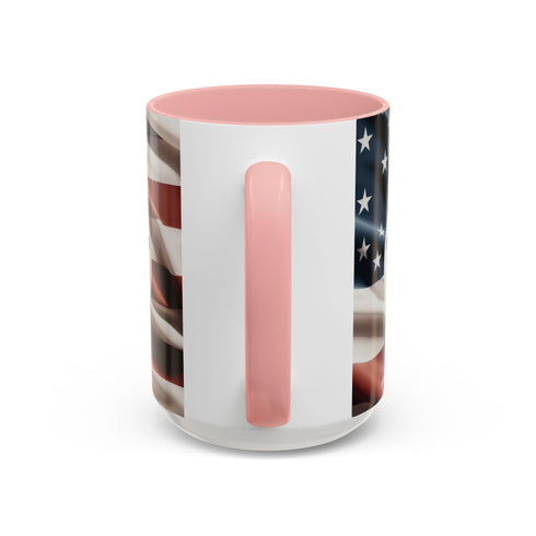 American Flag Custom Accent Coffee Mug (11, 15oz)