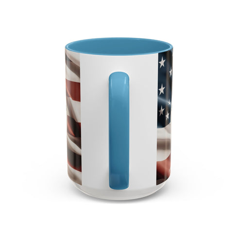 American Flag Custom Accent Coffee Mug (11, 15oz)